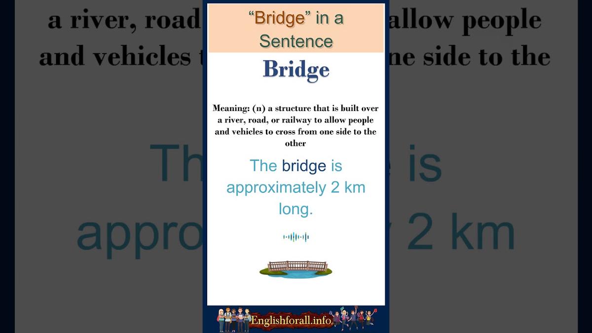 'Video thumbnail for Bridge meaning | Bridge in a Sentence | Most common words in English #shorts'