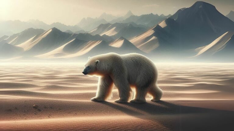Polar bear in desert