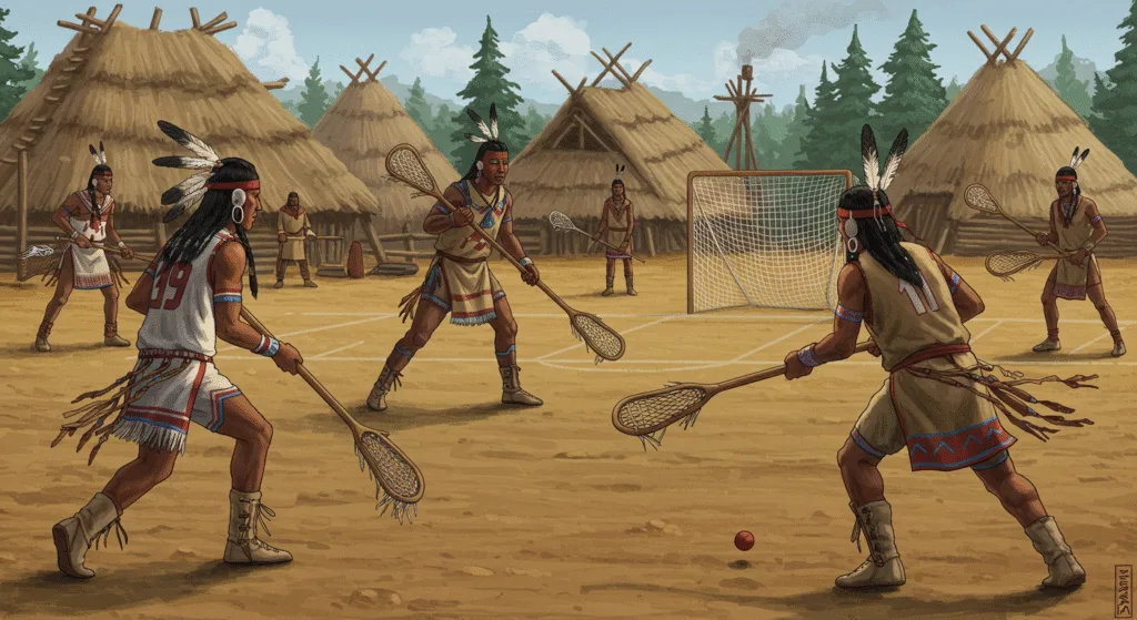 Mohawk Nation playing Lacrosse a traditional Haudenosaunee sport