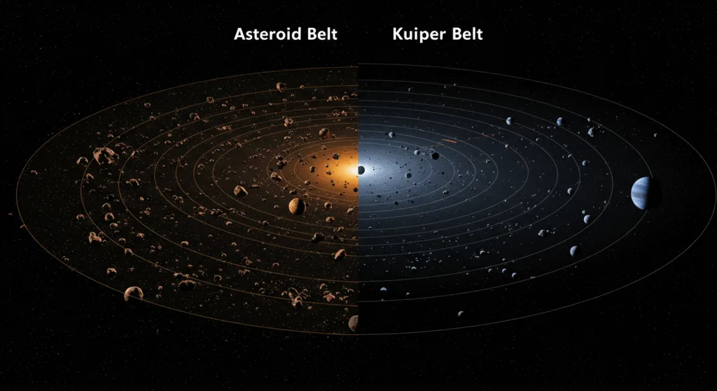 Asteroid Belt vs. Kuiper Belt