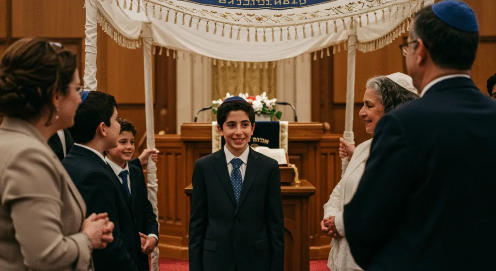 Jewish boy celebrates a Bar mitzvah