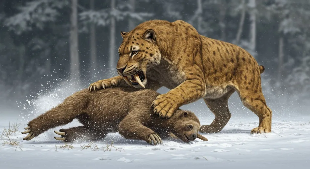 Saber-tooth tiger’s teeth aided in hunting