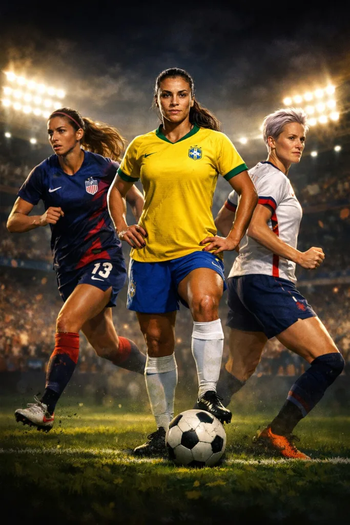 Female Soccer Legends (Marta, alex morgan, Megan)