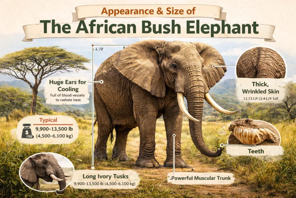 Appearance & Size of The African Bush Elephant